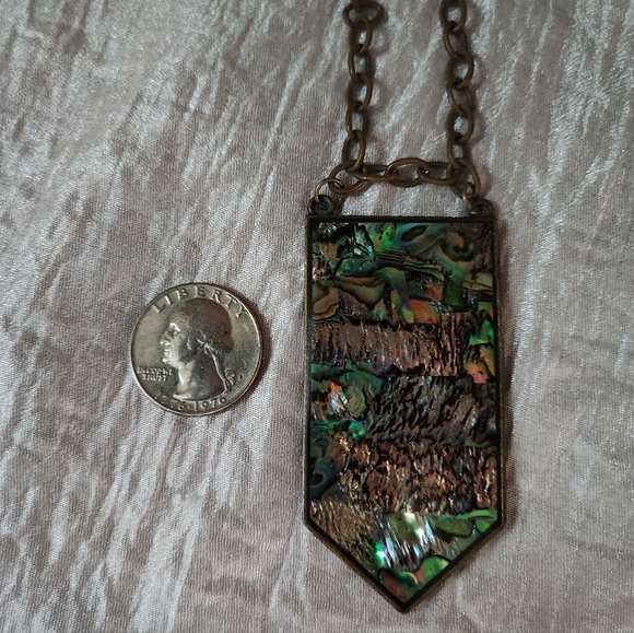 Mosaic Tiled Sheet of Abalone Matte Hardware and Chain Necklace - Picture 4 of 11